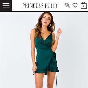 Princess Polly Silky Green Wrap Dress